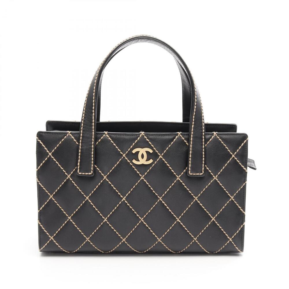 Chanel Wild Stitch Tote Bag Leather Black